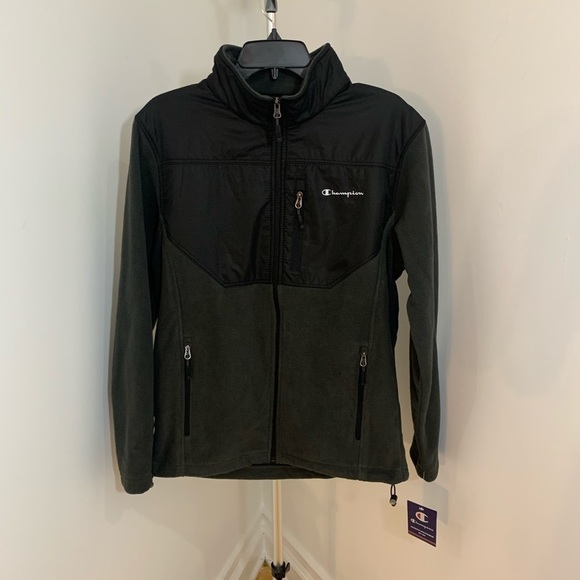 LAST TWO AVAILABLE!! - New Mens Champion Arctic Fleece Jacket Gray Black - Picture 1 of 9